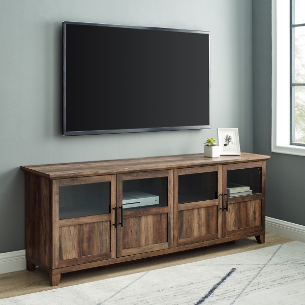 Rustic Oak Four Door TV Stand