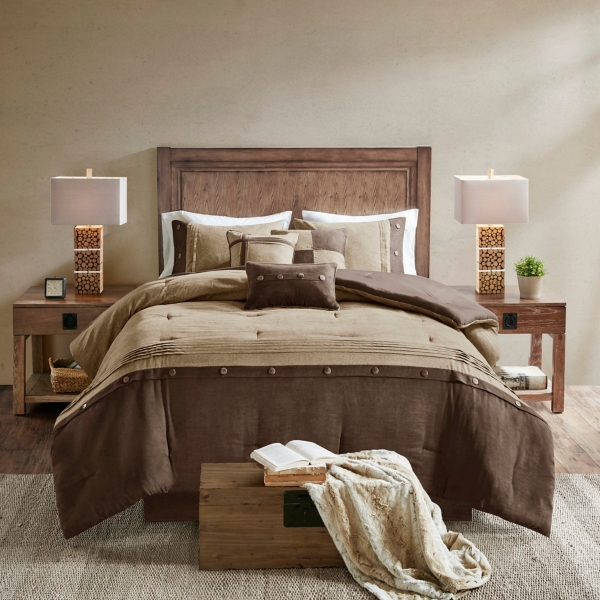 Brown Faux Suede 7 Pc Queen Comforter Set Kirklands