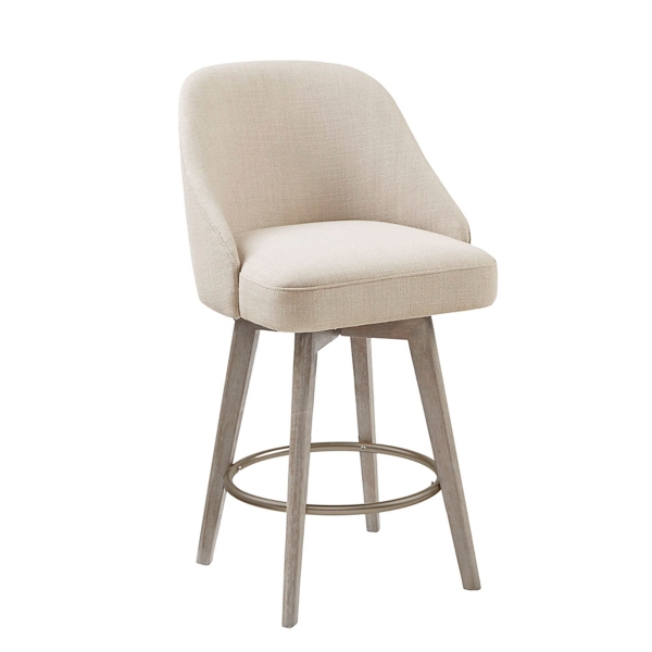 Ivory Rounded Back Swivel Counter Stool Kirklands Home   237529