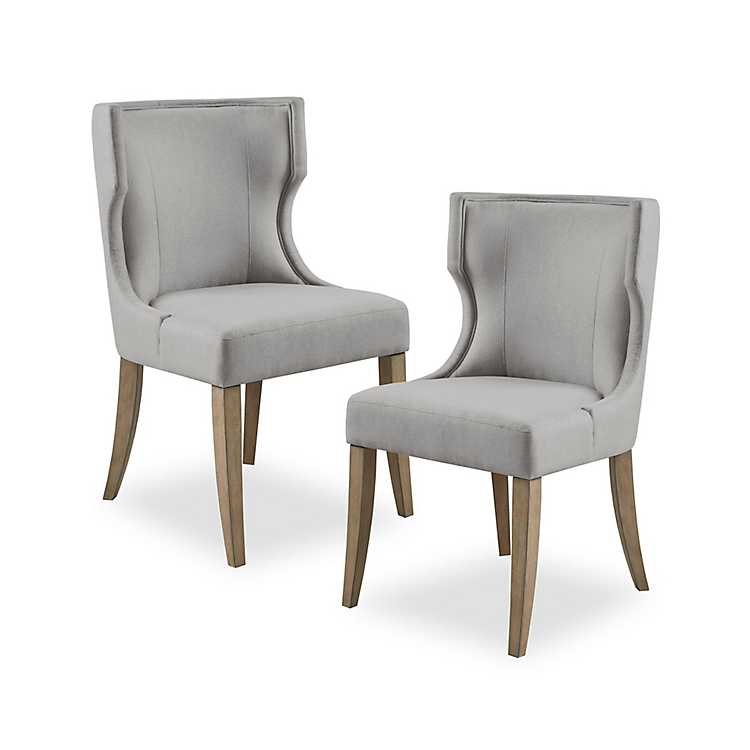 Light Gray Wingback Dining Chair, Dark Grey Dining Chair Wooden Legs