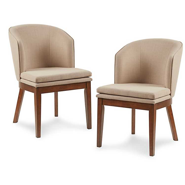 Tan Round Back Upholstered Dining, Round Upholstered Dining Chair