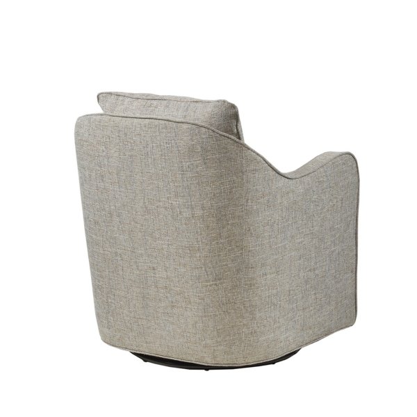 Gray Swivel Upholstered Wide Seat Accent Chair