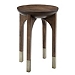 Brown Wood Gold Leg Round Accent Table