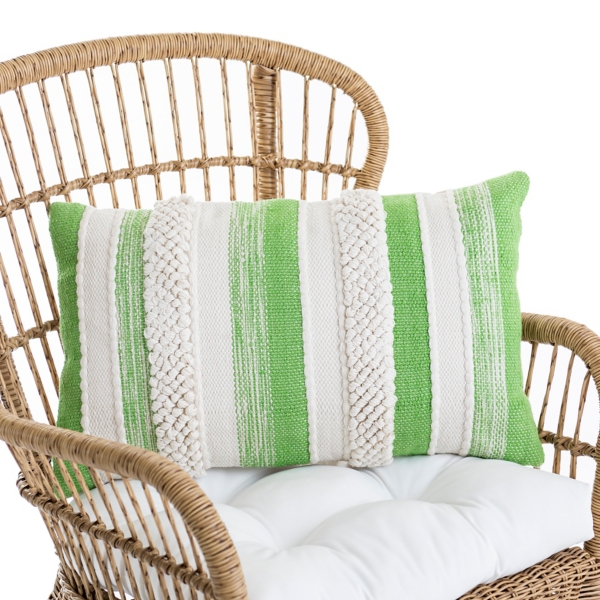 Green Striped Woven Outdoor Pillow | Kirklands Home