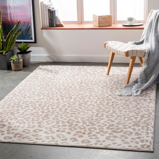 Toasted Brown Cheetah Print Area Rug, 5x7