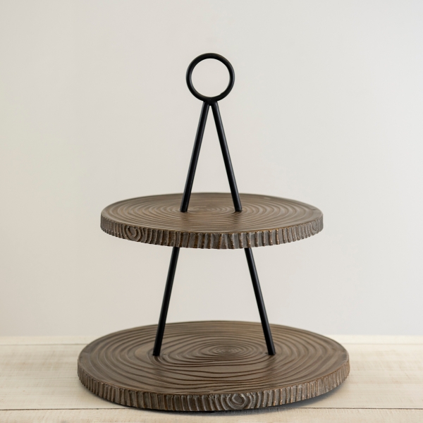 Metal Round Etched Tiered Tray | Kirklands Home