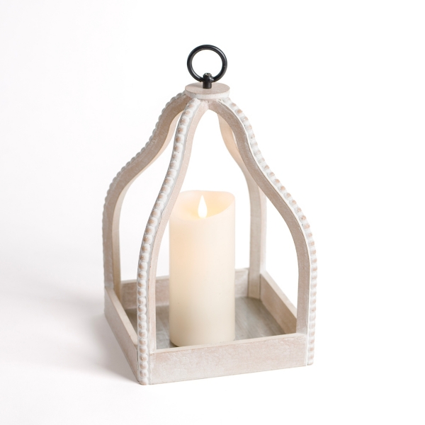 White & Wood Arched Candle Warmer Lamp