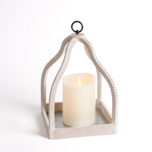 White Washed Beaded Open Lantern, 16 in. Kirklands Home