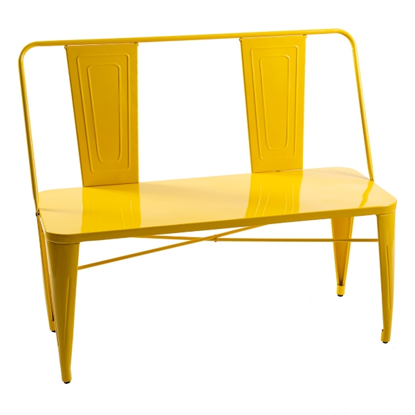 Light Yellow Metal Outdoor Bench