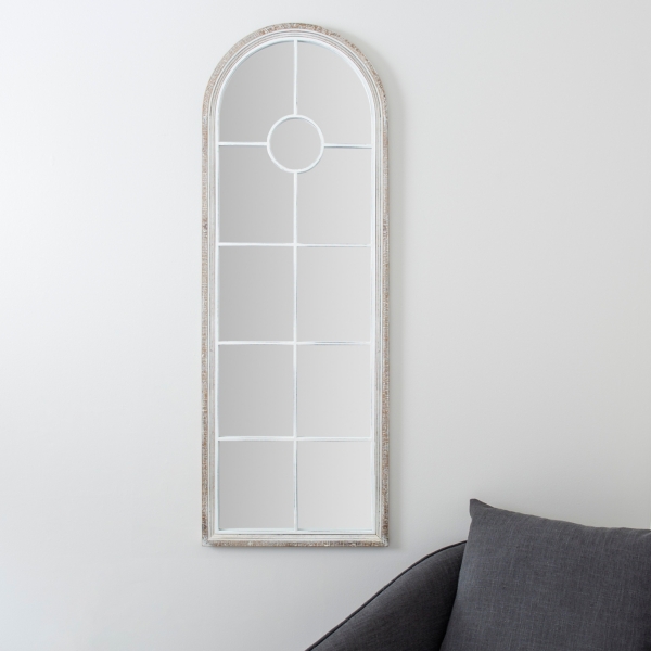 Antique White Metal and Wood Arch Wall Mirror Kirklands Home