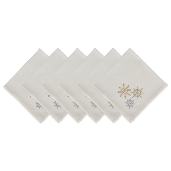 Embroidered Sparkle Snowflakes Napkins, Set of 6