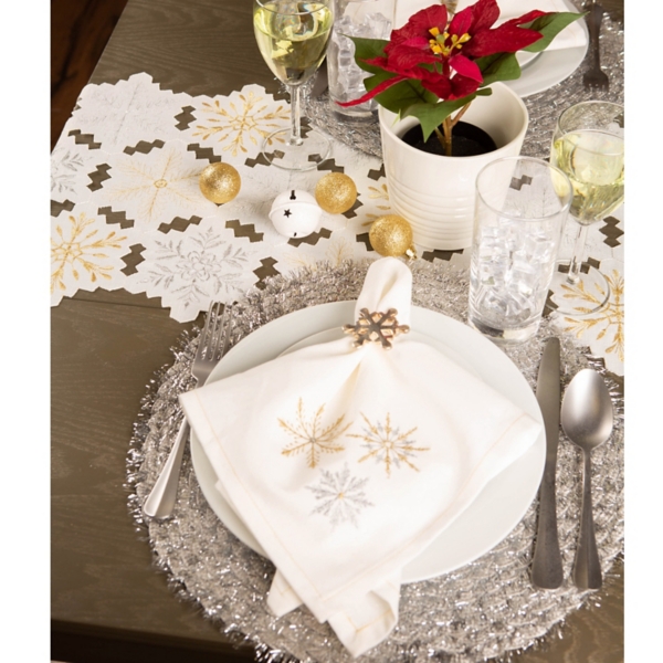 Embroidered Sparkle Snowflakes Napkins, Set of 6