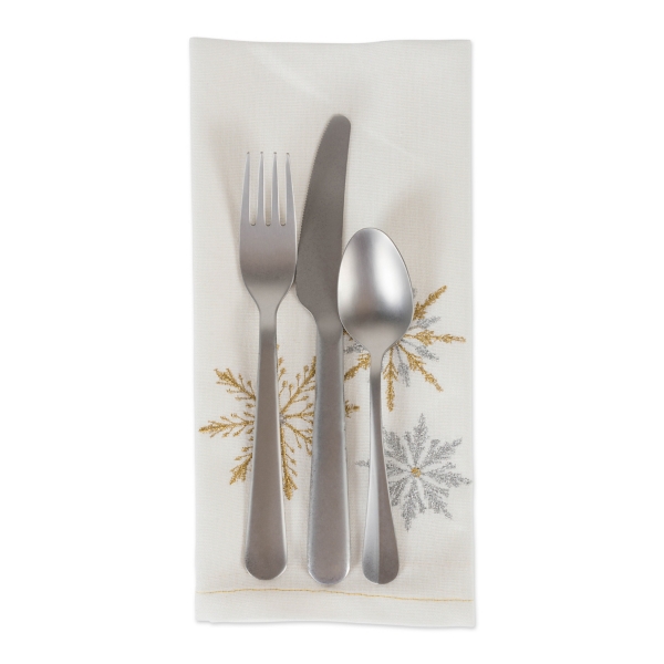 Embroidered Sparkle Snowflakes Napkins, Set of 6