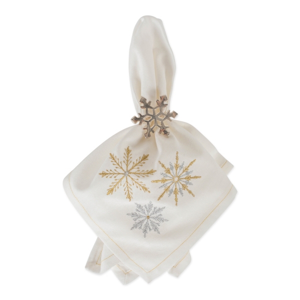 Embroidered Sparkle Snowflakes Napkins, Set of 6
