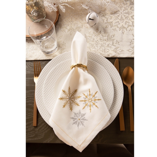 Embroidered Sparkle Snowflakes Napkins, Set of 6