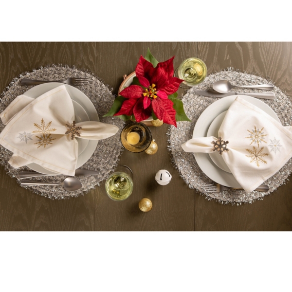Embroidered Sparkle Snowflakes Napkins, Set of 6