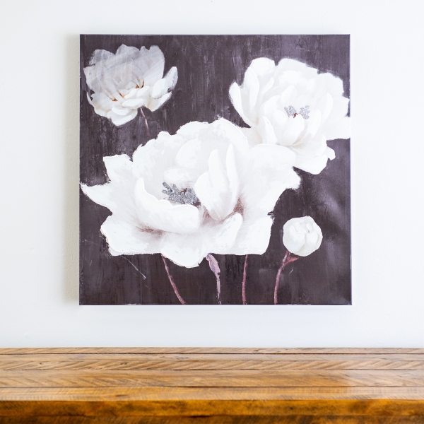 Black White Floral I Canvas Art Print