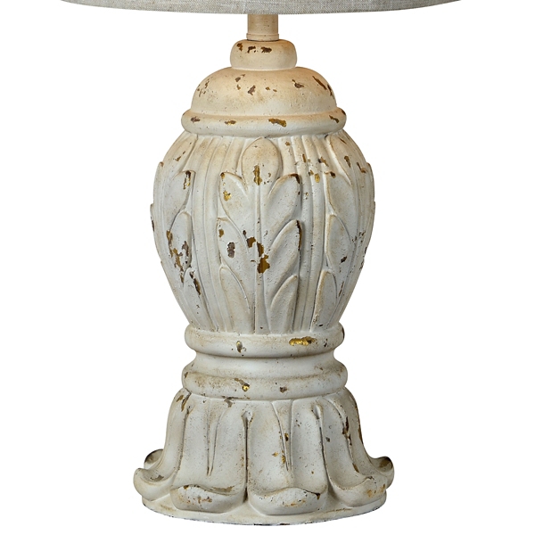 Antique Ivory Distressed Table Lamps, Set of 2