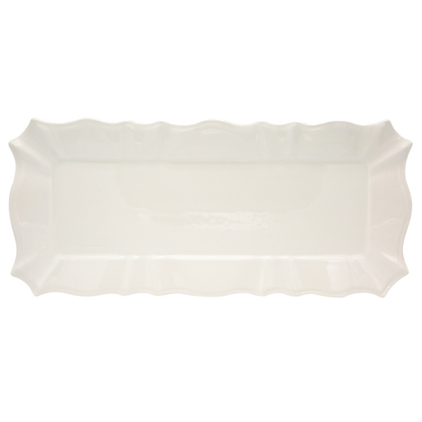 White Glazed Scalloped Rectangle Serving Tray Kirklands Home
