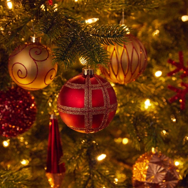 Gold and Red Shatterproof Ornaments, Set of 52