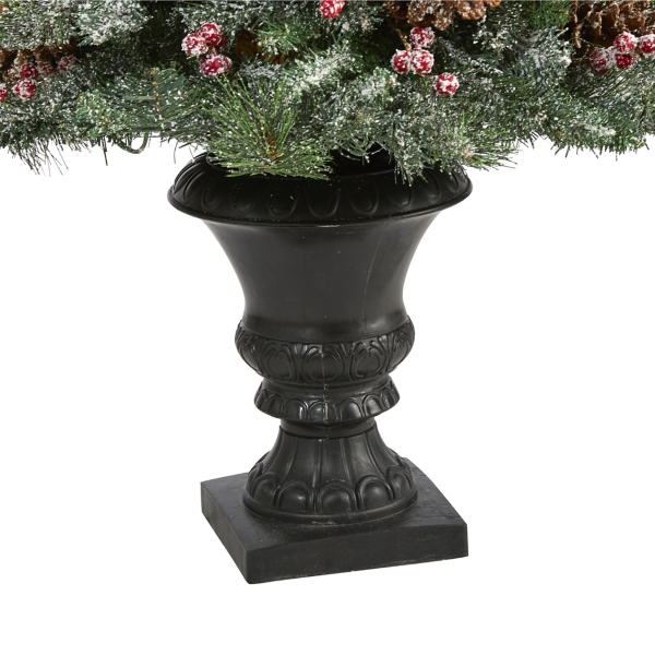 4 ft. Pre-Lit Frosted Berry and Pine Tree in Urn