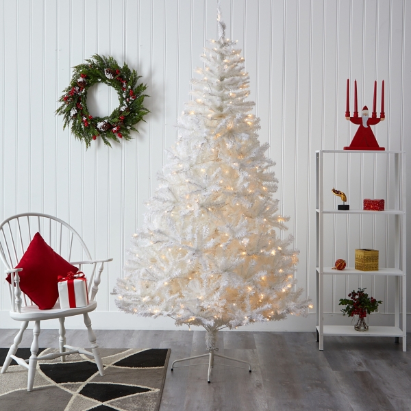 7.5 ft. Pre-Lit LED White Christmas Tree