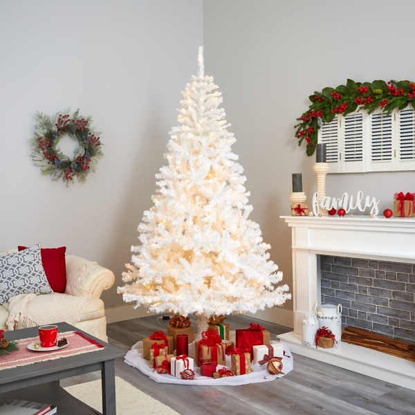 7.5 ft. Pre-Lit LED White Christmas Tree