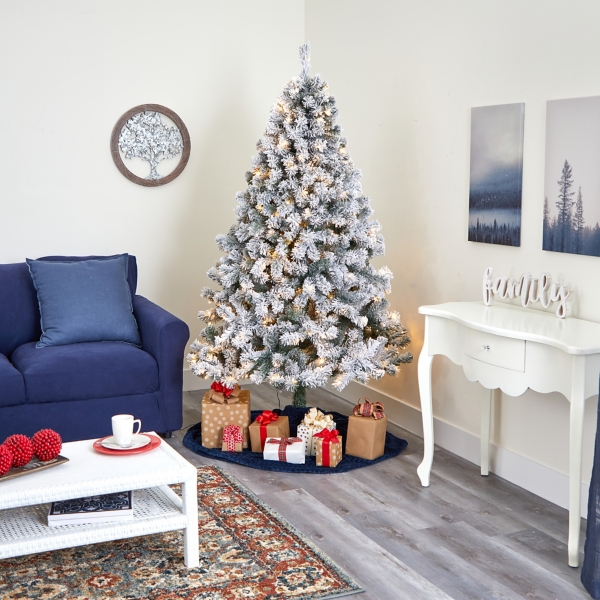 7 ft. Flocked Lit West Virginia Fir Christmas Tree