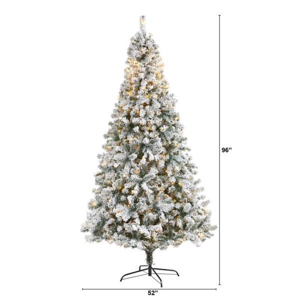 8 ft. Flocked Pre-Lit Rock Spruce Christmas Tree
