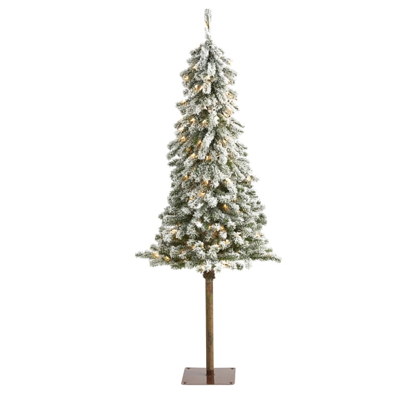 5 ft. Flocked Pre-Lit Alpine Christmas Tree | Kirklands Home