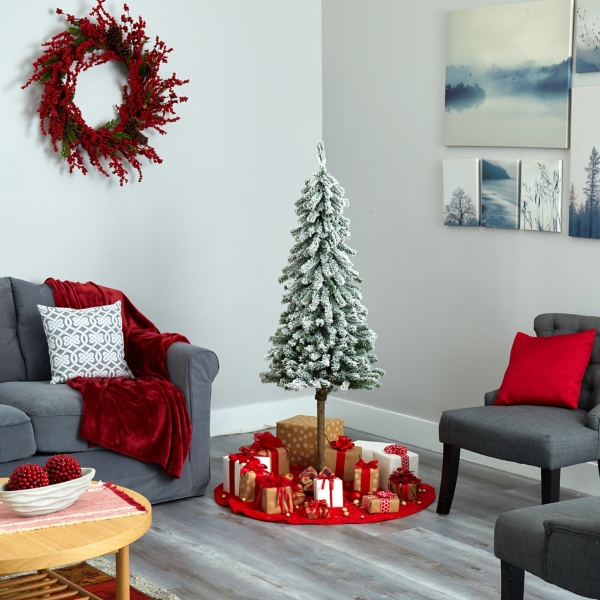 ft. Flocked Pre-Lit Alpine Christmas Tree