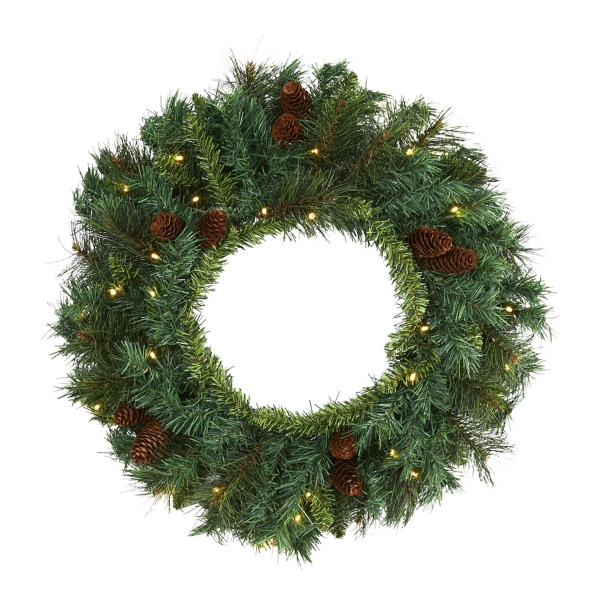 Mixed Pine Clear LED Wreath, 20 in. | Kirklands Home