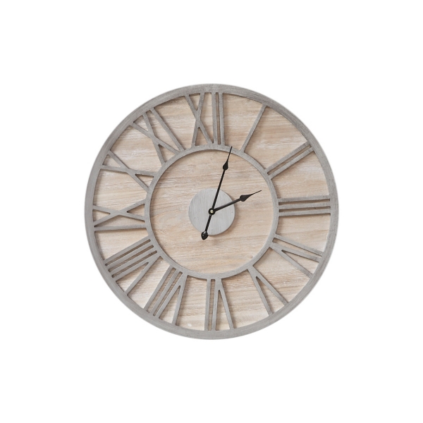 Round Gray And Natural Wooden Wall Clock Kirklands