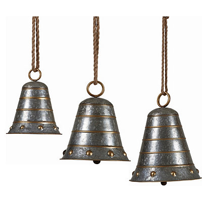 Silver Christmas Bells, Set of 3