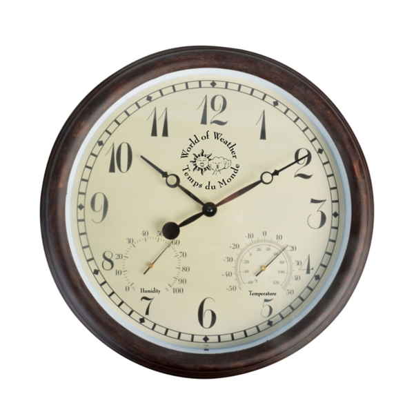 Brown Plastic Thermometer Outdoor Clock | Kirklands Home