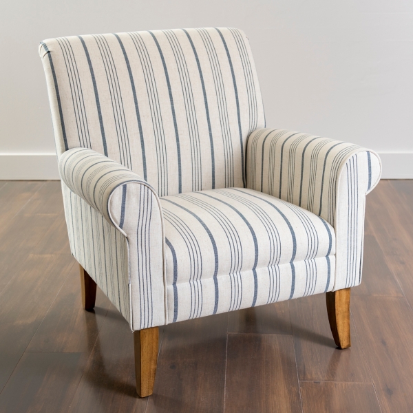 Blue and White Striped Rolled Arm Chair Kirklands Home