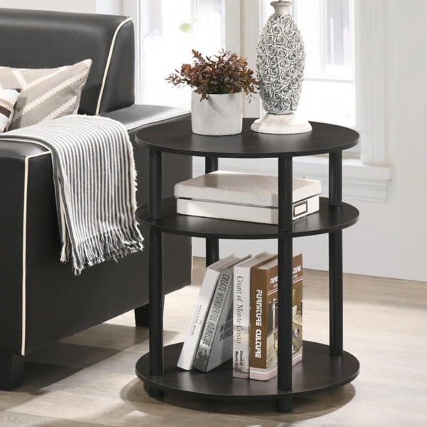 Black Finish Round 3 Tier Nightstand Kirklands