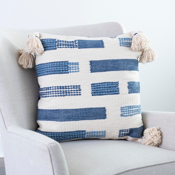 Blue Dash Woven Pillow Kirklands