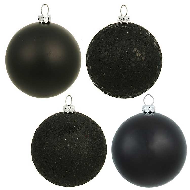 Black Ball Ornaments, Set of 24