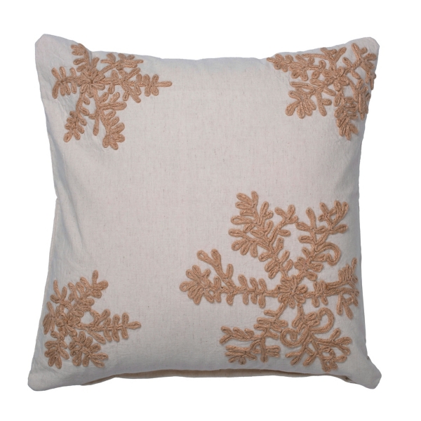 Beige Snowflake Christmas Throw Pillow