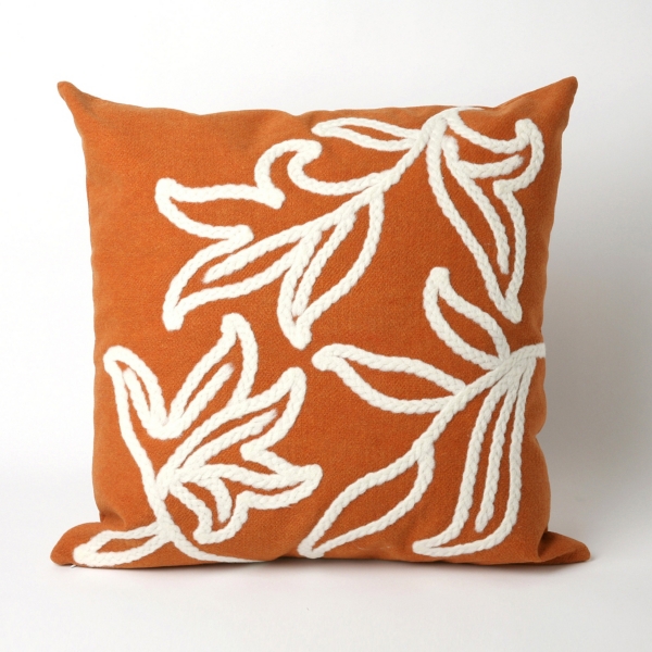 Orange Floral Outdoor Accent Pillow