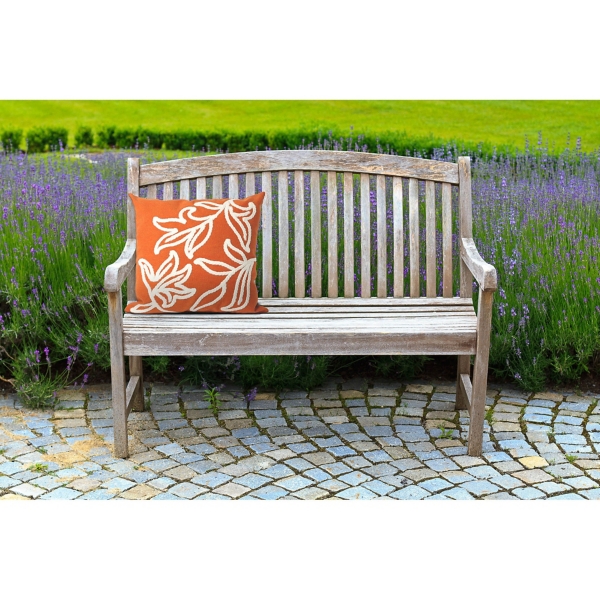 Orange Floral Outdoor Accent Pillow
