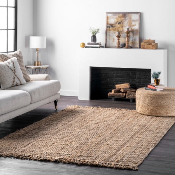 Hand Woven Looped Natural Jute Area Rug