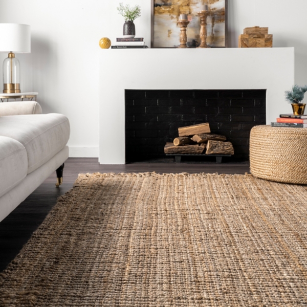 Hand Woven Looped Natural Jute Area Rug