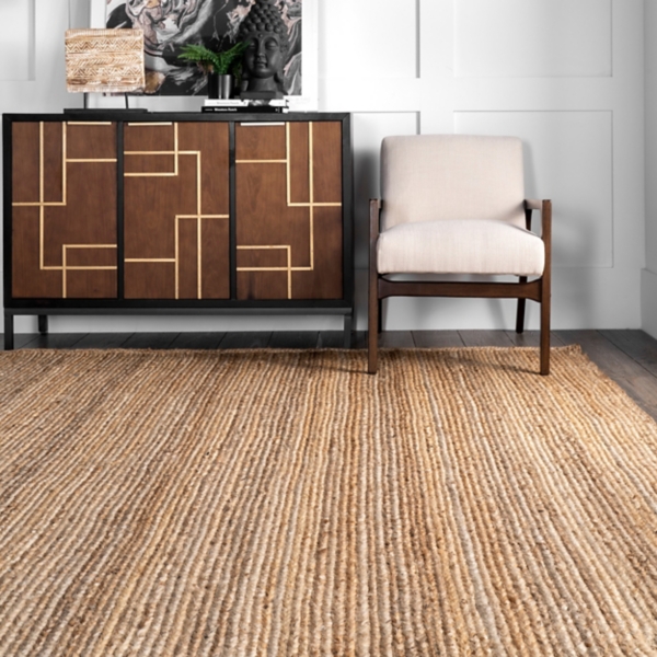 Natural Hand Woven Rigo Jute Area Rug, 9x12