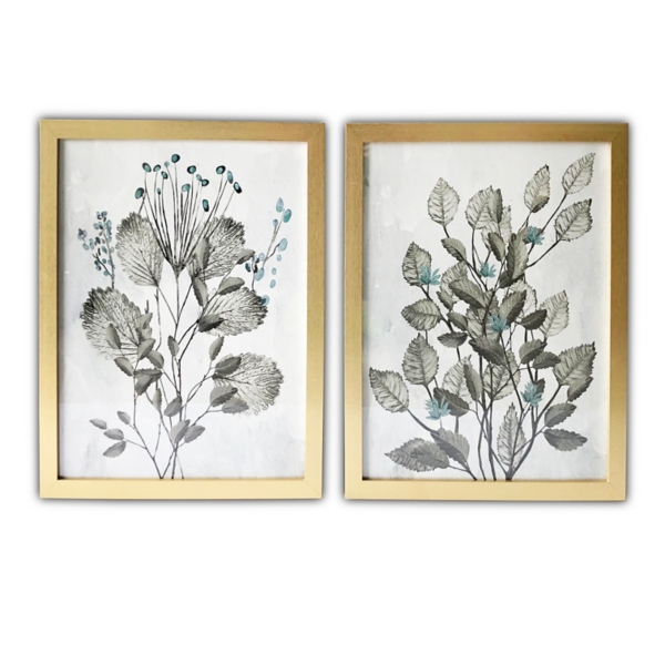Silver Leaves Framed Canvas Art Prints, Set of 2 Kirklands Home