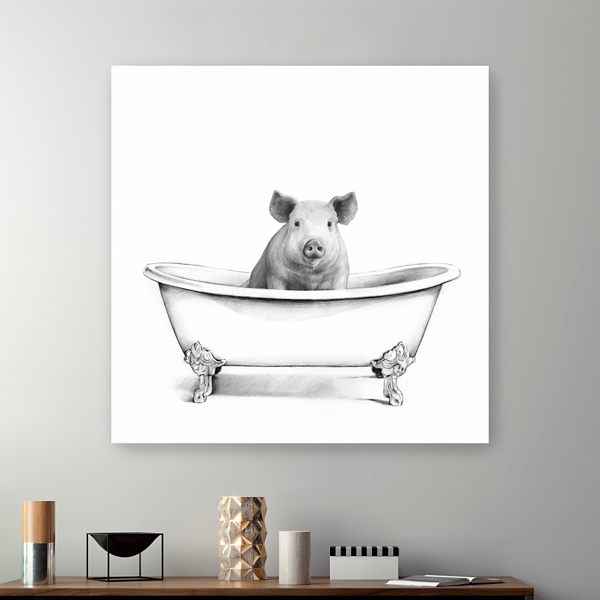 Clawfoot Pig Canvas Art Print, 20x20 in.