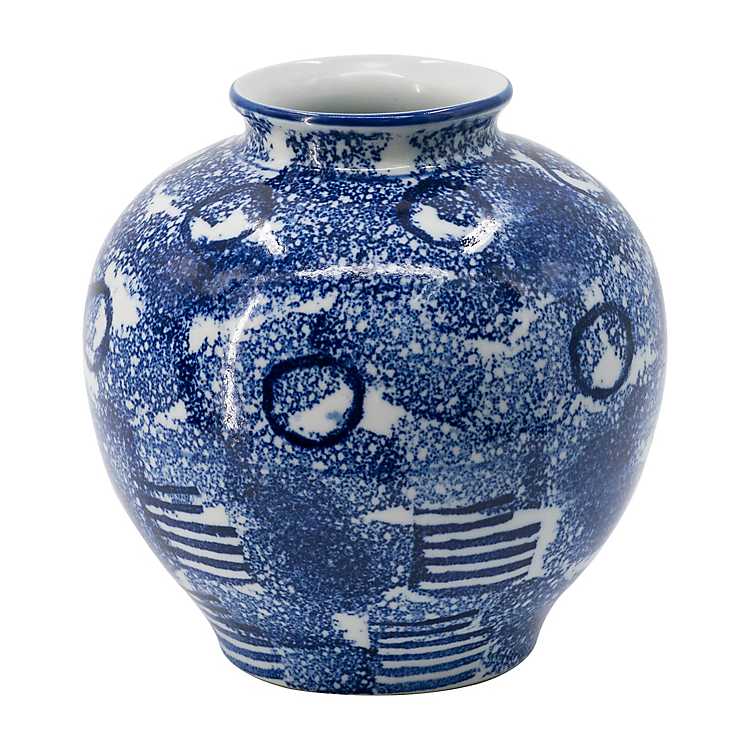 Shadiya Vase 9" Blue White Ceramic Decorative Modern Farmhouse Coastal Decor 