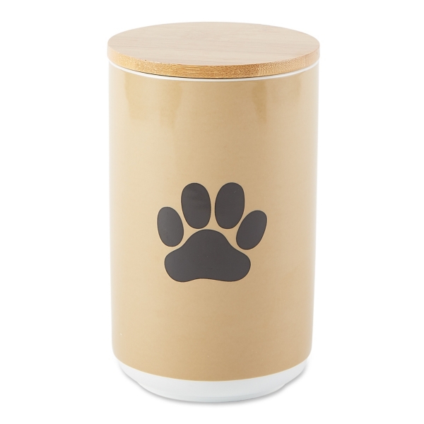 Taupe and Black Paw Print Ceramic Canister
