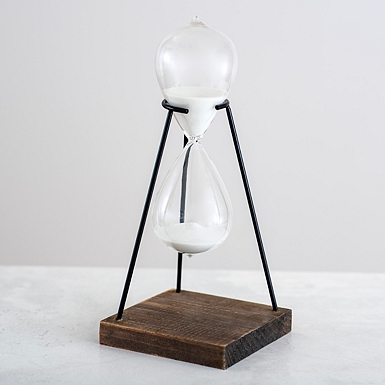 Hourglass on Thin Metal and Wooden Stand, 13 in.